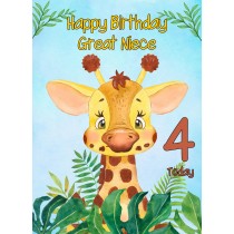 4th Birthday Card for Great Niece (Giraffe)
