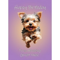 Yorkshire Terrier Dog Birthday Card For Great Niece