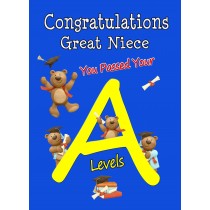 Congratulations A Levels Passing Exams Card For Great Niece (Design 3)