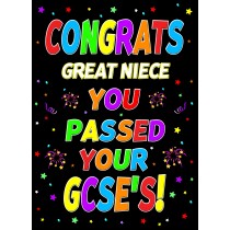 Congratulations GCSE Passing Exams Card For Great Niece (Design 1)