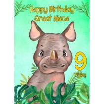 9th Birthday Card for Great Niece (Rhino)