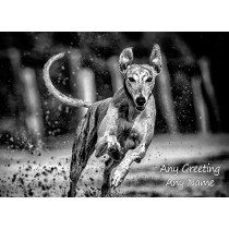 Personalised Greyhound Black and White Greeting Card (Birthday, Christmas, Any Occasion)