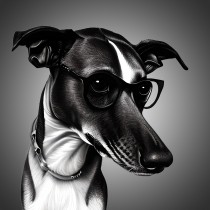 Greyhound Funny Black and White Art Blank Card (Spexy Beast)