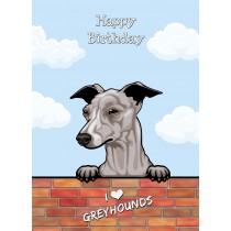 Greyhound Dog Birthday Card (Art, Clouds)