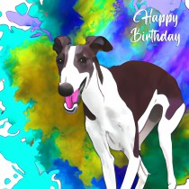 Greyhound Dog Splash Art Cartoon Square Birthday Card