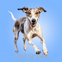 Greyhound Dog Birthday Square Card (Running Art)