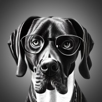 German Short Haired Pointer Funny Black and White Art Blank Card (Spexy Beast)