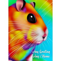 Personalised Guinea Pig Animal Colourful Abstract Art Greeting Card (Birthday, Fathers Day, Any Occasion)