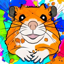 Hamster Splash Art Cartoon Square Blank Card