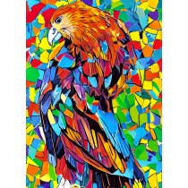 Hawk Animal Colourful Abstract Art Blank Greeting Card