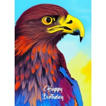 Hawk Animal Colourful Abstract Art Birthday Card