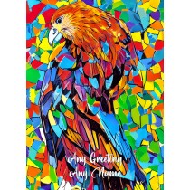 Personalised Hawk Animal Colourful Abstract Art Greeting Card (Birthday, Fathers Day, Any Occasion)