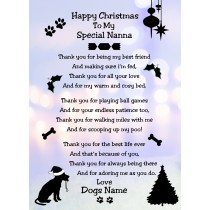 Personalised From The Dog Verse Poem Christmas Card (Special Nanna, Lilac, Happy Christmas)