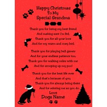 Personalised From The Dog Verse Poem Christmas Card (Special Grandma, Red, Happy Christmas)