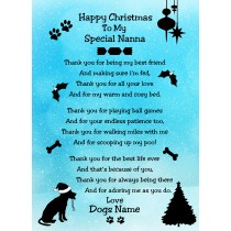 Personalised From The Dog Verse Poem Christmas Card (Special Nanna, Turquoise, Happy Christmas)