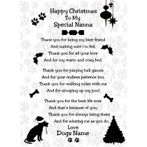 Personalised From The Dog Verse Poem Christmas Card (Special Nanna, White, Happy Christmas)