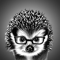 Hedgehog Funny Black and White Art Blank Card (Spexy Beast)