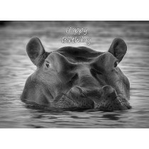Hippo Black and White Art Birthday Card