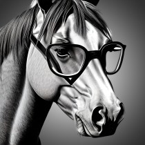 Horse Funny Black and White Art Blank Card (Spexy Beast)