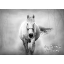 Personalised Horse Black and White Art Greeting Card (Birthday, Christmas, Any Occasion)