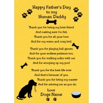 Personalised From The Dog Fathers Day Verse Poem Card (Yellow, Human Daddy)