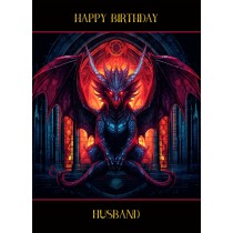 Gothic Fantasy Dragon Birthday Card For Husband (Design 3)