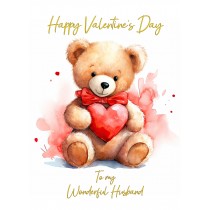 Valentines Day Card for Husband (Cuddly Bear, Design 3)