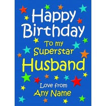 Personalised Husband Birthday Card (Blue)