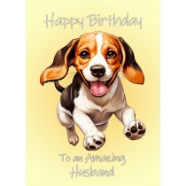 Beagle Dog Birthday Card For Husband
