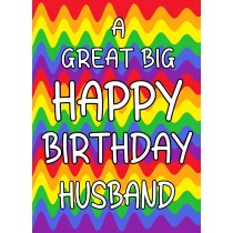 Happy Birthday 'Husband' Greeting Card (Rainbow)