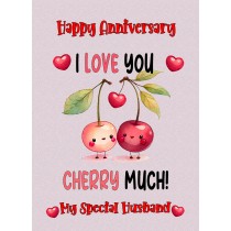 Funny Pun Romantic Anniversary Card for Husband (Cherry Much)