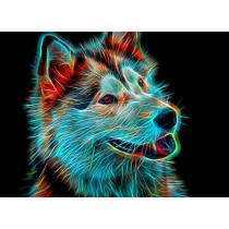 Husky Neon Art Blank Greeting Card