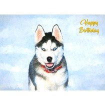 Husky Art Birthday Card