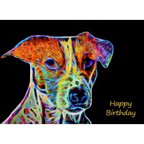 Jack Russell Neon Art Birthday Card