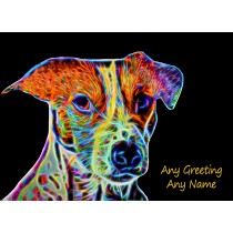 Personalised Jack Russell Neon Art Greeting Card (Birthday, Christmas, Any Occasion)