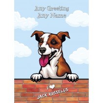 Personalised Jack Russell Dog Birthday Card (Art, Clouds)