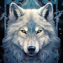 Tribal Wolf Art Blank Square Card (Design 1)