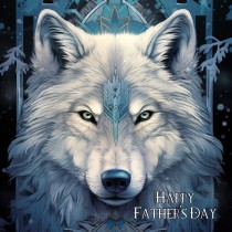 Tribal Wolf Art Fathers Day Square Card (Design 1)