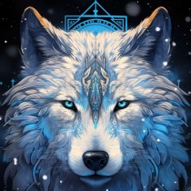 Tribal Wolf Art Blank Square Card (Design 2)