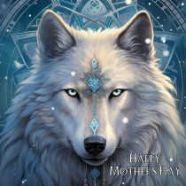 Tribal Wolf Art Mothers Day Square Card (Design 3)