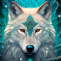 Tribal Wolf Art Blank Square Card (Design 4)