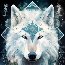 Tribal Wolf Art Blank Square Card (Design 5)