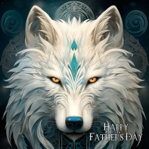 Tribal Wolf Art Fathers Day Square Card (Design 6)