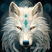 Tribal Wolf Art Mothers Day Square Card (Design 6)
