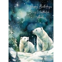 Polar Bear Art Birthday Card For Aunt (Design 4)
