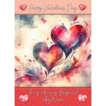 Personalised Valentines Day Card for Boyfriend (Heart Art, Design 1)