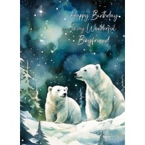Polar Bear Art Birthday Card For Boyfriend (Design 4)