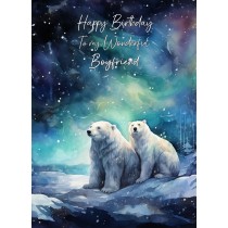Polar Bear Art Birthday Card For Boyfriend (Design 5)