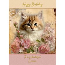 Cat Art Birthday Card for Cousin (Design 1)