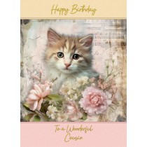 Cat Art Birthday Card for Cousin (Design 3)